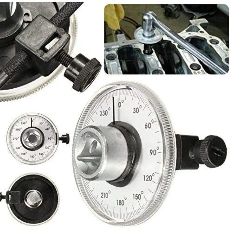 

1/2" Drive Angle Gauge Adjustable Torque Angle Wrench 360° 1/2in Drive Rotation Checker Tester Measuring Tool Universal for Car
