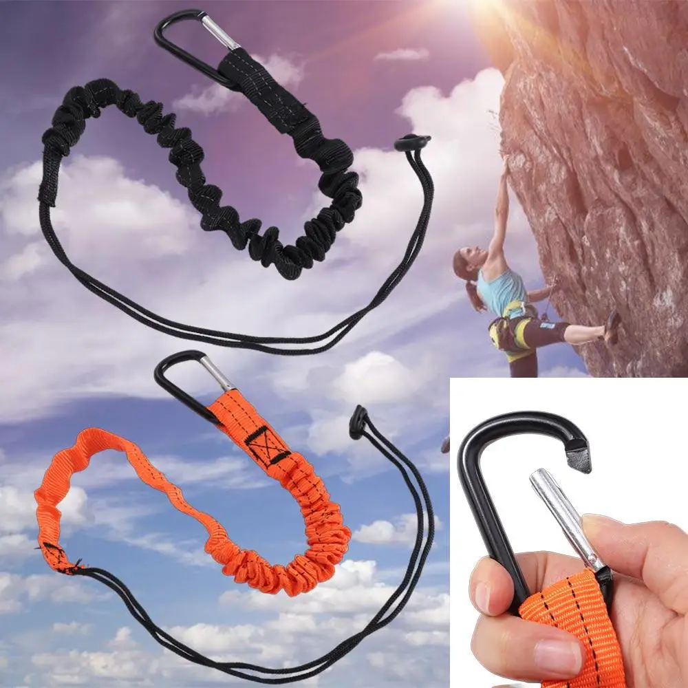 With Carabiner Hook Safety Bungee Tether Climbing Working Telescopic Tool Safety Rope Nylon Anti-Falling Tool Lanyard