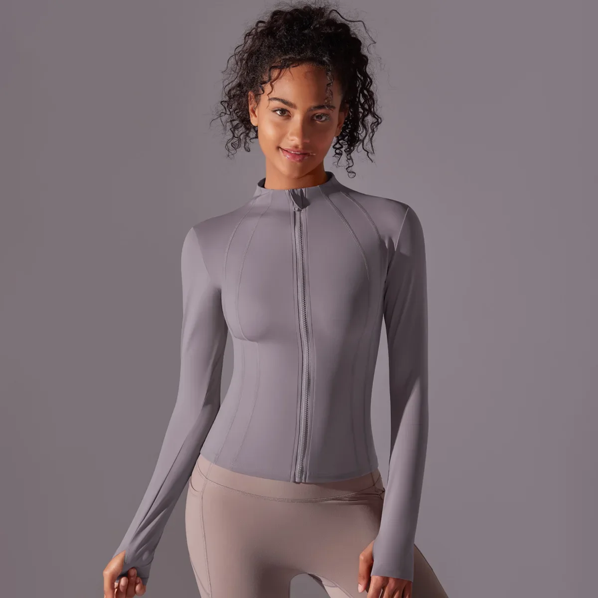 2025, Damen-Yoga-Jacken, Reißverschluss, Fitnessstudio, Workout, Laufjacke, hautenge, eng anliegende Jacke für Training, Sportmantel, Daumenloch-Mantel