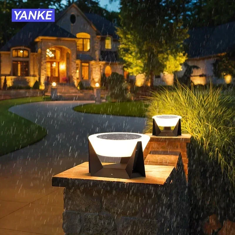 Imagem -03 - Impermeável Led Solar Lights Outdoor Garden Light Lâmpadas de Coluna Post Light Cerca Portão Cap Lanterna Lâmpada Principal Decoração do Pátio