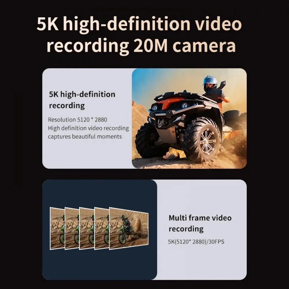 5K Action Camera WiFi Voice Control 145 Degree Wide Angle Touch Screen Dual Stabilization Helmet Sports Camera with 128GB Card