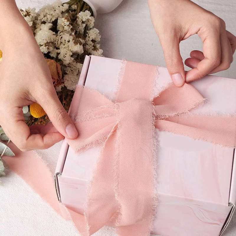 1Set Chiffon Ribbon Gift Ribbon 4Cm X 4.5M Satin Ribbon For Wedding Crafts Gift Decorating