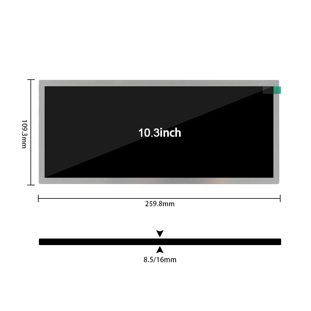 10.3 Inch lcd screens 1920x720 50 pins LVDS LCD Module Strip Screen DJ103IA-03B Brightness 800 For Car PC Sub Display Full New