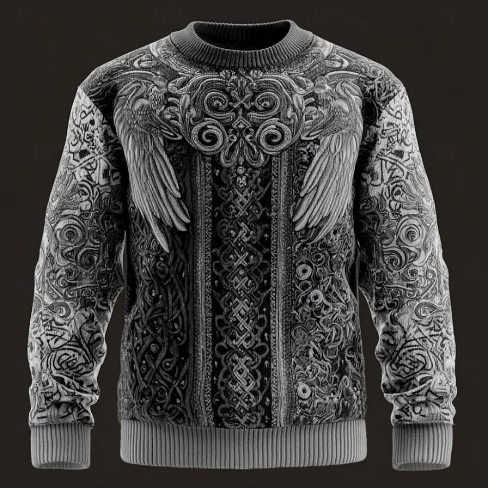 Men's Animal Wolf Pullover Sweater Jumper Knitwear Crewneck Retro Vintage Casual Daily 3D Print Warm Long Sleeve Man Sweatshirts