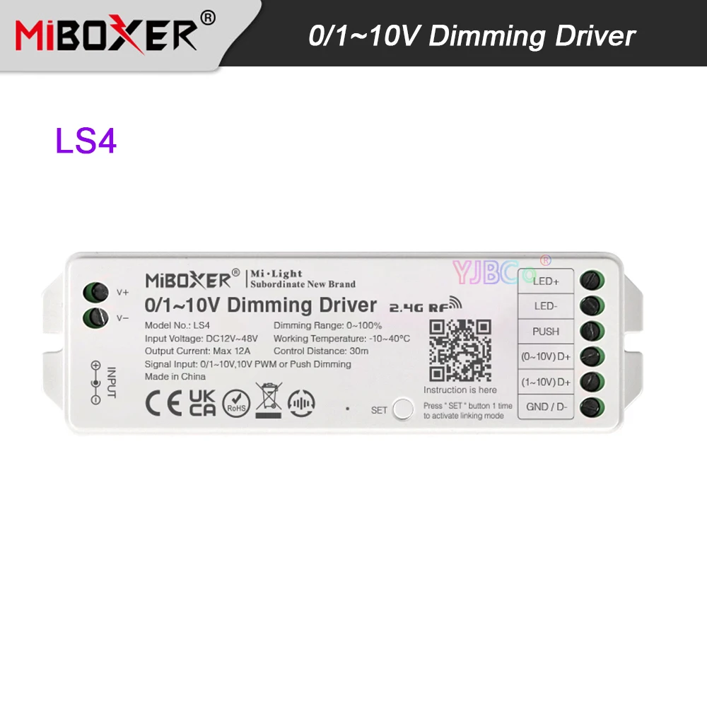 LS4 Miboxer 0/1~10V Dimming Driver 12V-48V Max 12A 0~10V,1~10V,10V PWM,push button dimmer led controller 2.4G remoter control