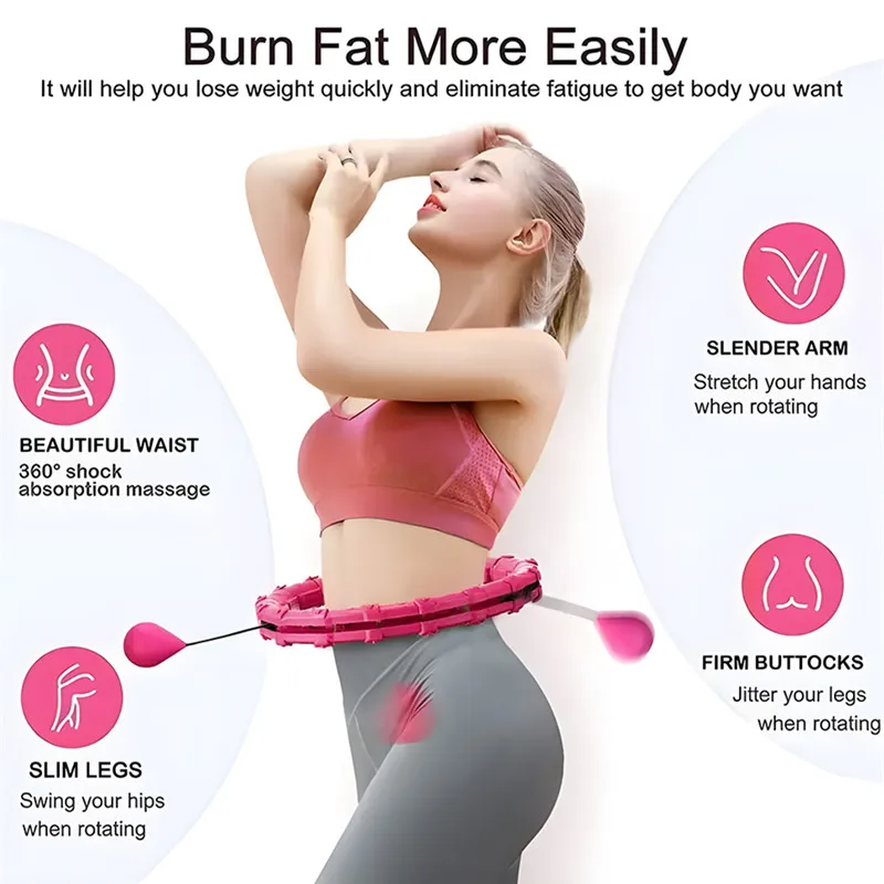24 Knots Adult Plus Size Adjustable Weighted Sports Hoops Smart 2-in-1 Detachable Exercise for Weight Loss Fitness Circle Hoops
