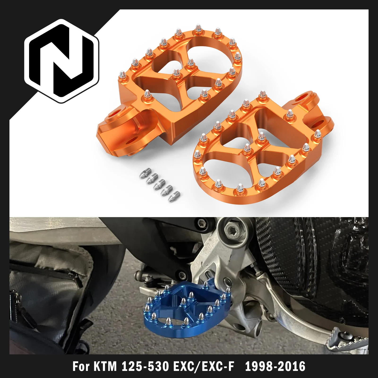 NICECNC For KTM EXC 300 1998-2016 EXC 250 EXCF 350 EXC 450 Foot Pegs Footrest SX 125 SXF 250 SXF 450 1998-2015 XCF 250 2006-2016