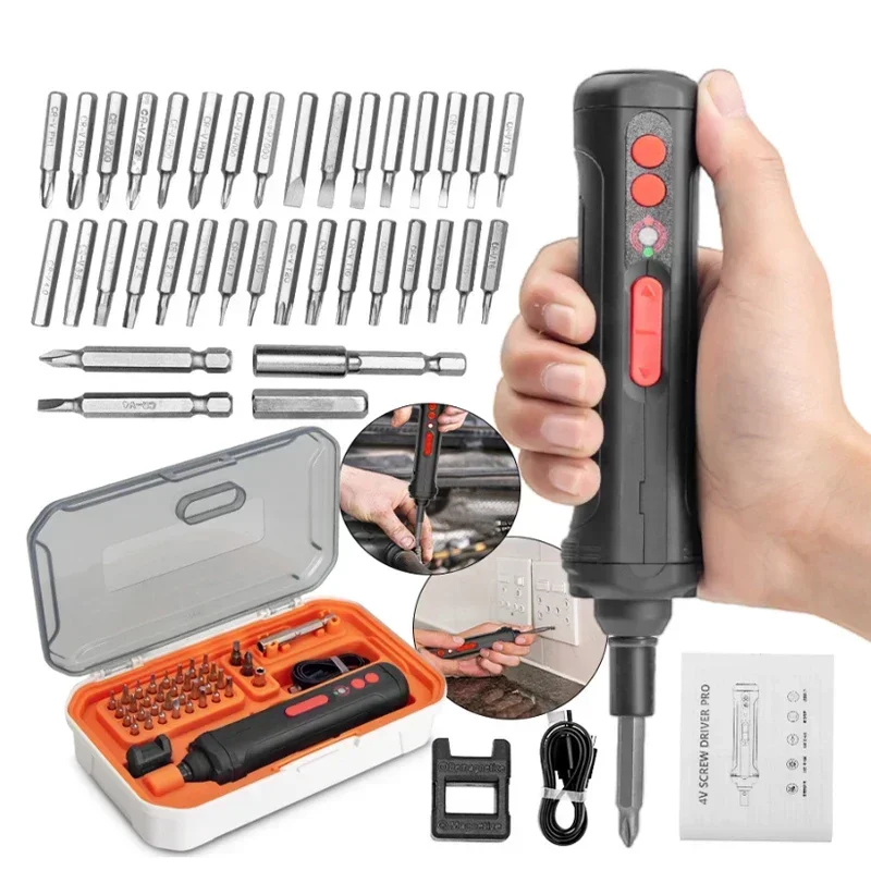 Electric Screwdriver Set Rechargeable Screwdriver Portable Electric Drill Mini Screwdriver Machine Screw Tightening Repair Tools