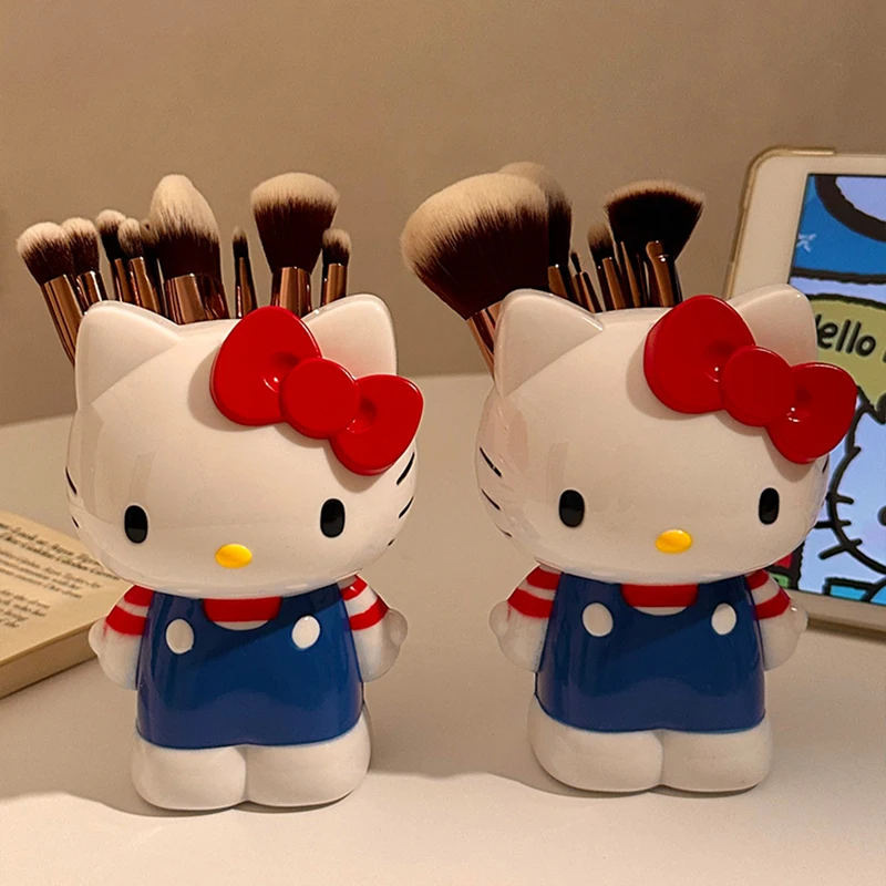 

Cute Hello Kitty Cosmetic Makeup Brush Storage Container Hellokitty Kurumi Pen Holder Desktop Ornaments Girls Birthday Gifts