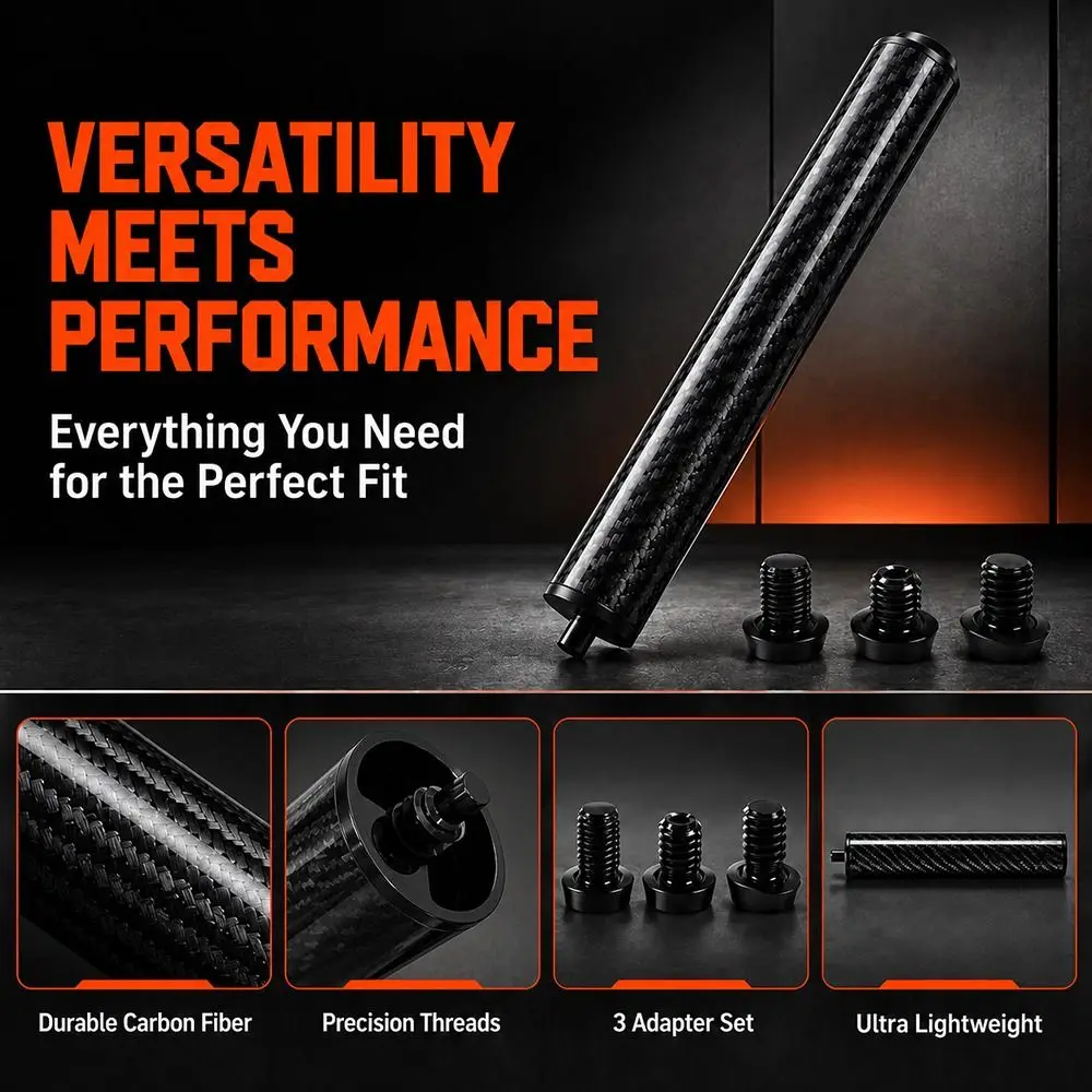 4pcs 8 Inch Length Pool Cue Extension Carbon Fiber Material Quick Connect Design Billiard Extension Rod Pool Club Extender