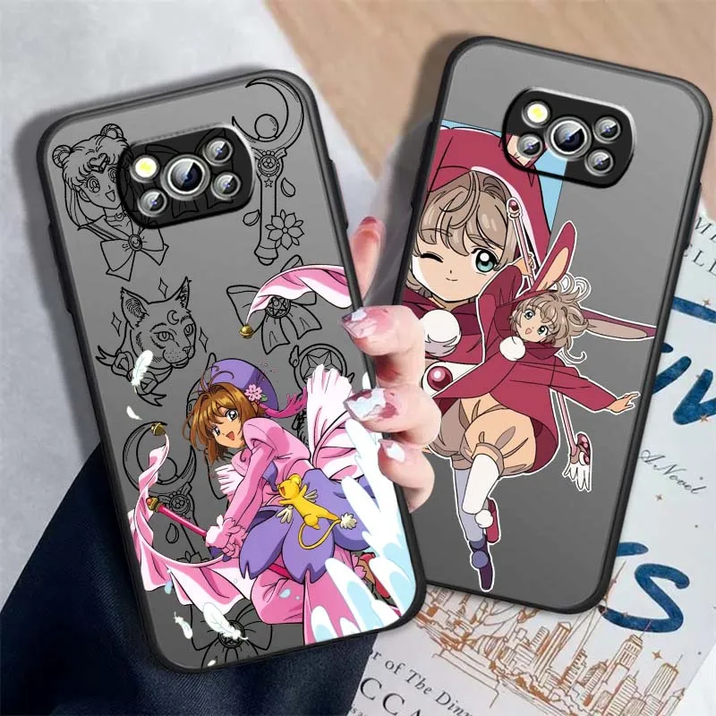 

Cartoon C-Cardcaptors Sakuras Phone Case For Xiaomi Poco X6 X5 X4 X3 M6 M5s M5 M4 M3 F6 F5 F4 F3 Pro 5G Frosted Translucent
