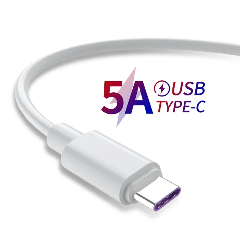 5A USB Type C Cable For Samsung S20 S9 S8 Xiaomi Huawei P30 Pro Fast Charge Mobile Phone Charging Wire White Cable