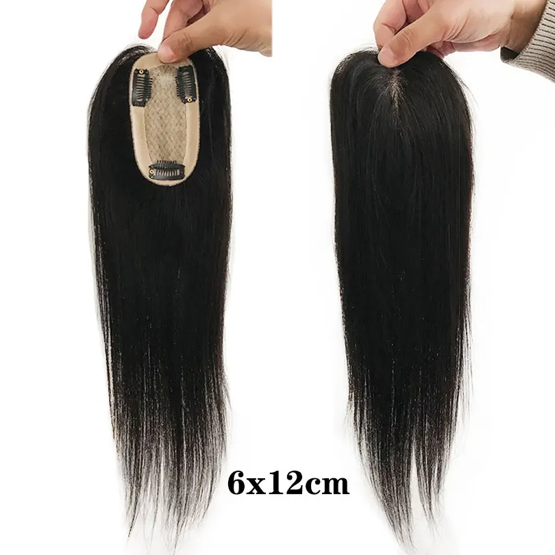 Breathable Silk Base Human Hair Women Toppers Full Hand Tied Virgin Hair Straight Toupee For Women Different Sizes