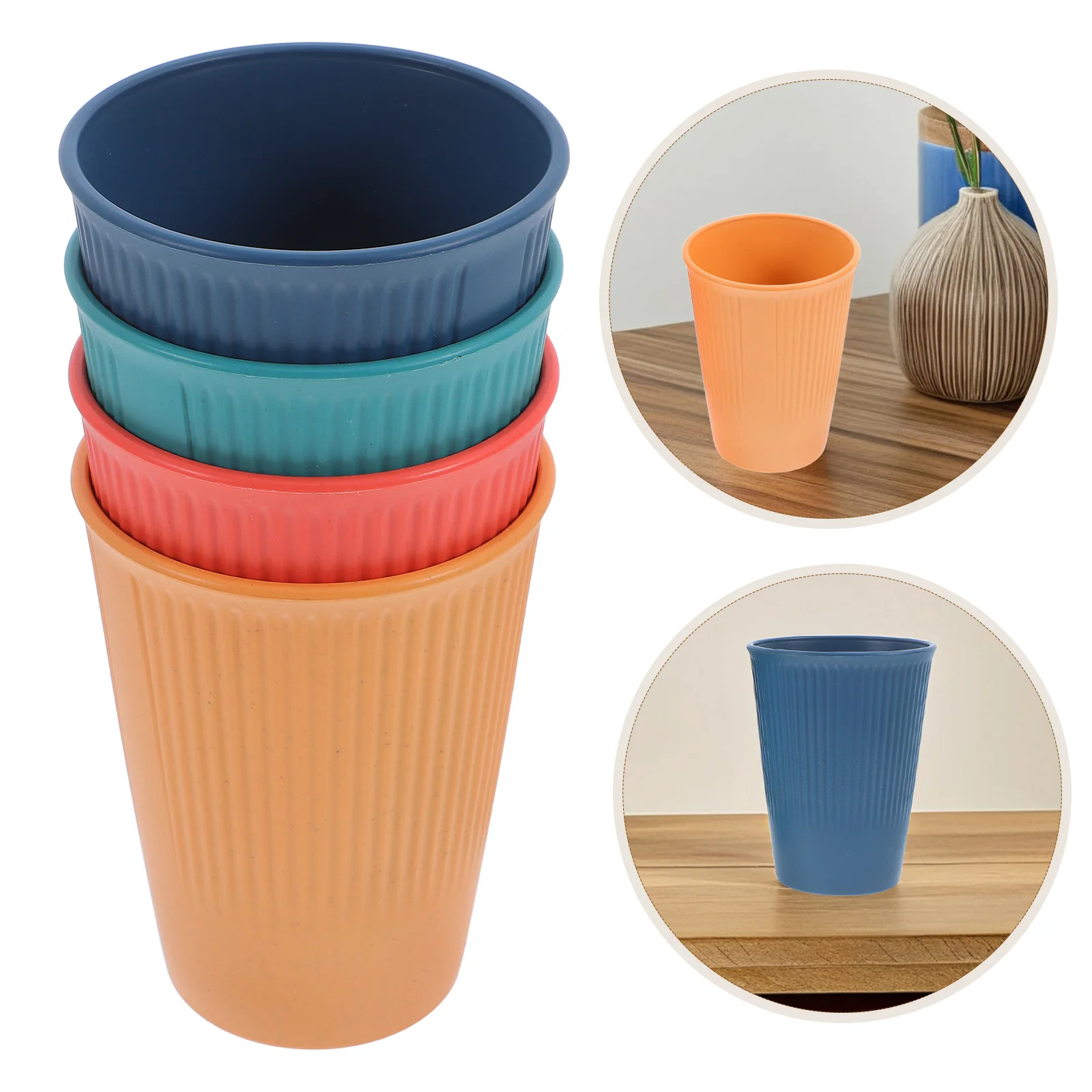 

4Pcs Natural Wheat Straw Water Cups Unbreakable Minimalist Design for Home Kitchen Outdoor Activities Reusable Cups