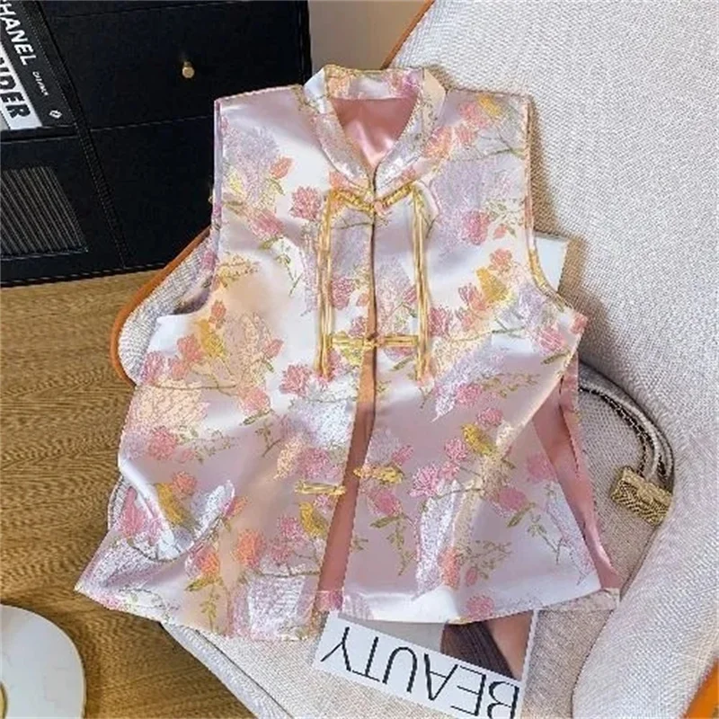 

Весенне-осенний новый жилет в китайском стиле с пряжкой и кисточками, женский высококачественный темпераментный легкий национальный ветровой жилет Cheongsam, куртка