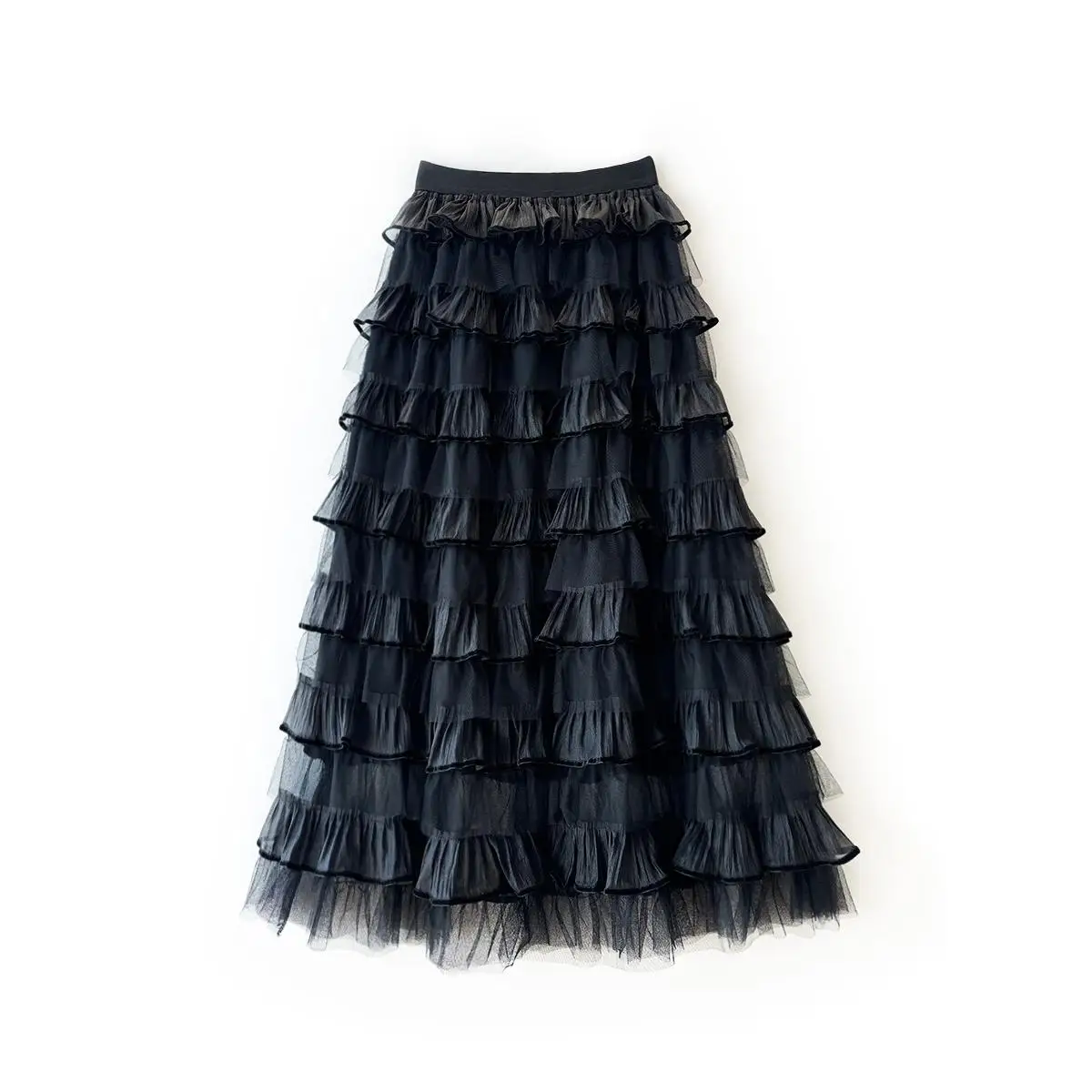 

Длинная многослойная тюлевая юбка-фея, платье-тортик, длина миди, трапециевидной формы, силуэт, женская премиум-класса, весна-лето