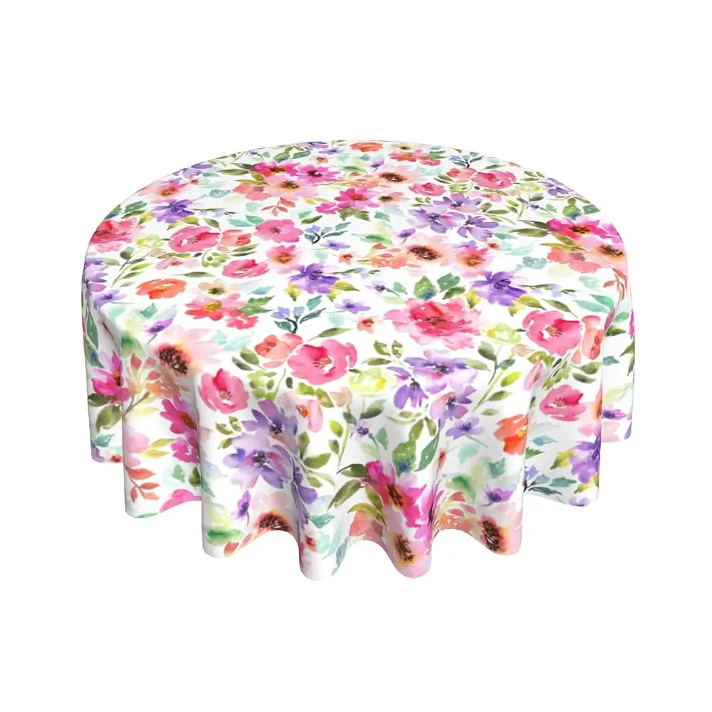 

Скатерть Spring Square 60x60 дюймов, с акварельным цветочным узором, моющаяся, из полиэстера, для дома, кухни, вечеринок, декора для ужина, Pi