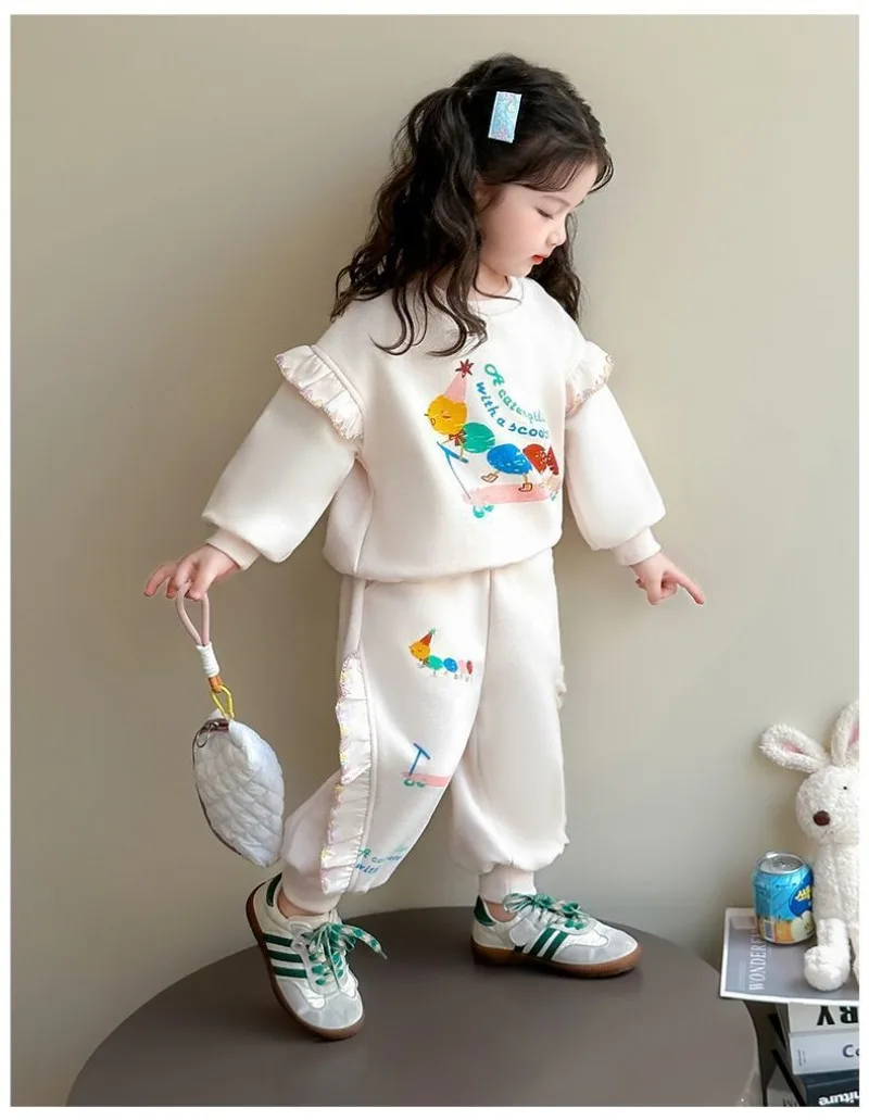 RAISE Herbst Kinder Mädchen 2-teiliges Kleidungsset 2-8 Jahre Mädchen Cartoon-Sweatshirts Anzüge 2026 Lose Lässige Hosen mit Elastischem Bund Outfit – Detail 11