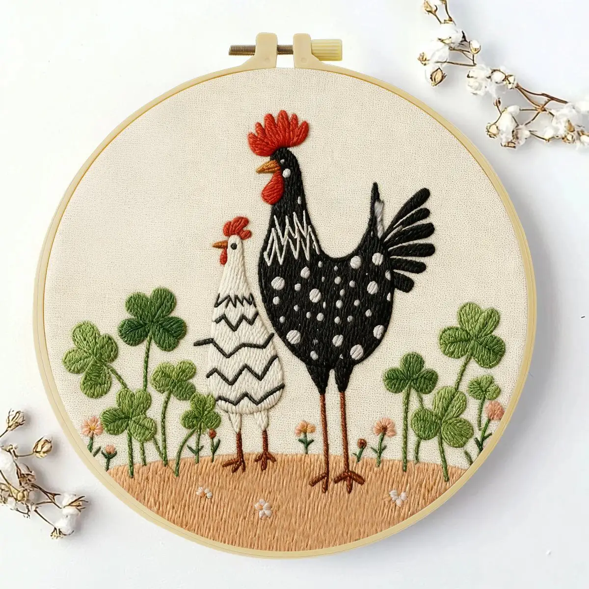 1 Stück 20X20CM/15X15CM 7,87/6,3 Zoll Tier - Huhn Stickerei Starter-Kit DIY-Kit DIY-Stickerei-Set Handarbeiten Heimdekoration – Detail 2