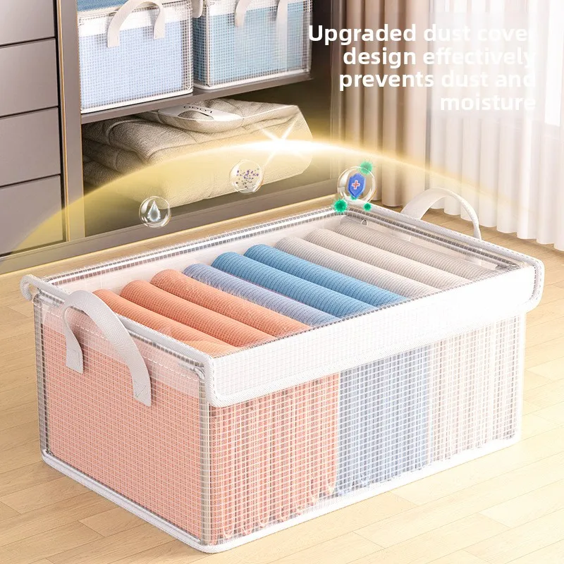 

Clothes Storage Box, Household Wardrobe Layered Artifact, Clothing Pants Sorting Box, Drawer, Transparent Folding Storage Basket