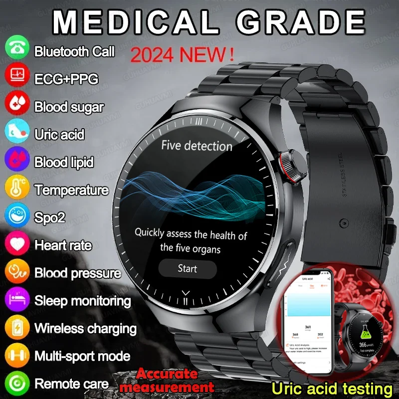 Nuovo grado medico zucchero nel sangue Smart Watch uomo donna organo test grasso nel sangue acido