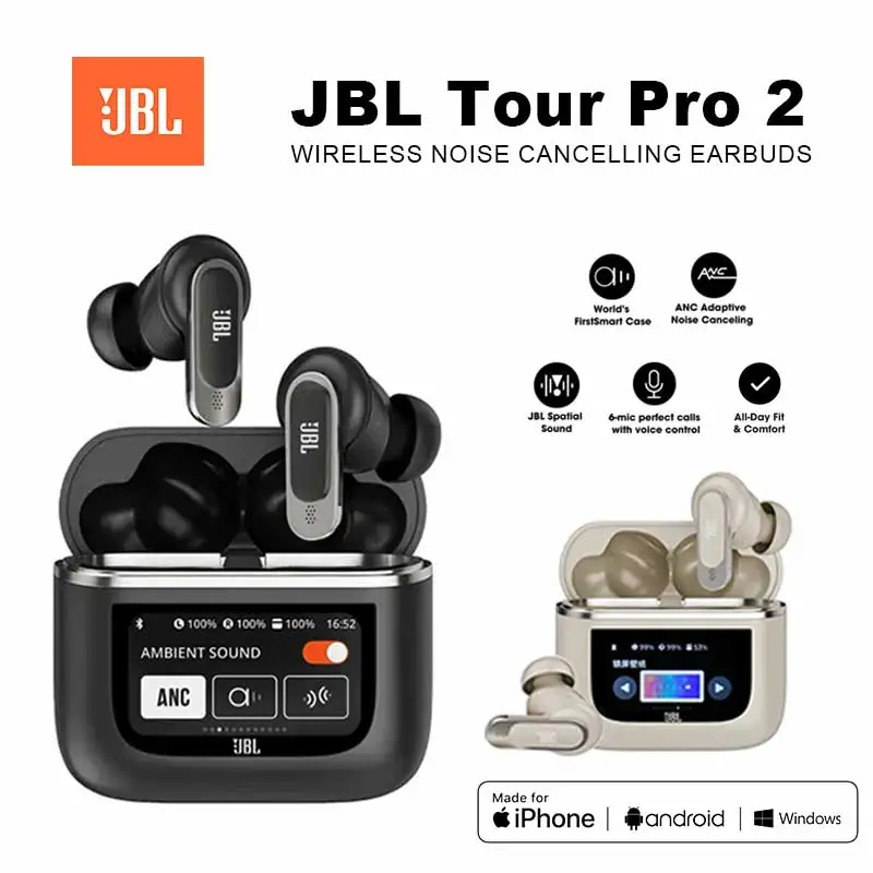 

Original JBL Tour Pro 2 True Wireless Bluetooth headphone Noise Cancelling Earbuds LED Smart Display Box headset JBL Tour Pro2