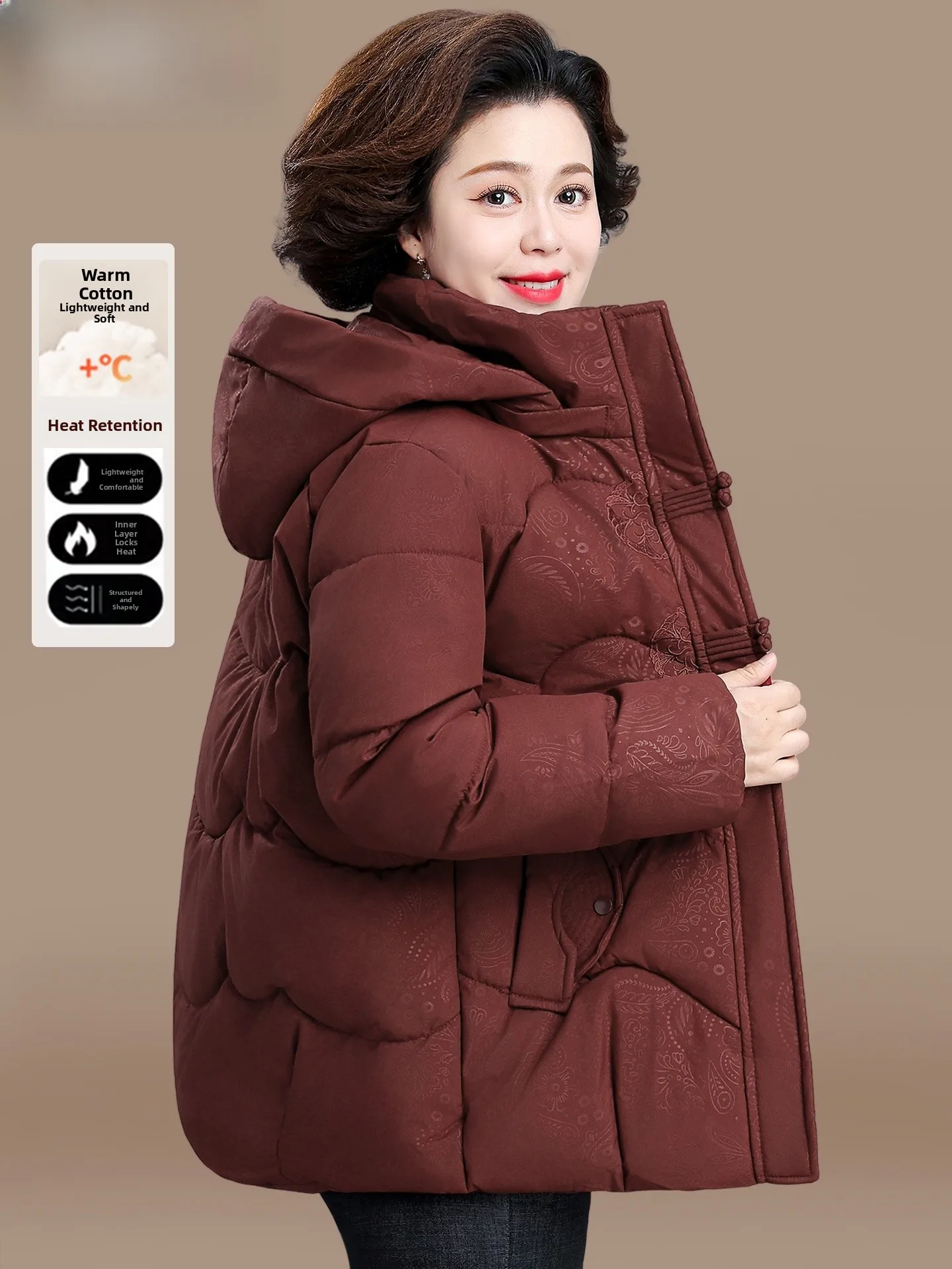 

Новая китайская зимняя куртка для женщин: пуховик из хлопка для осени и зимы, теплая верхняя одежда для женщин среднего и старшего возраста