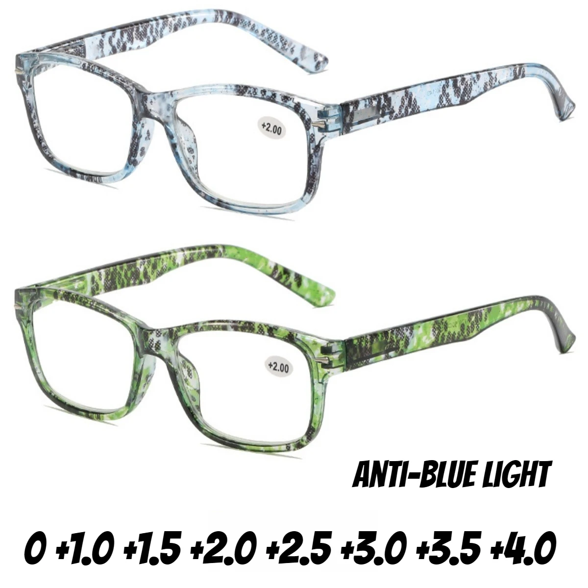 

Unisex Fashion High-definition Anti-blue Light Reading Glasses Men's Women's New Fashion Printing Frame Far-sighted Glasses +4.0