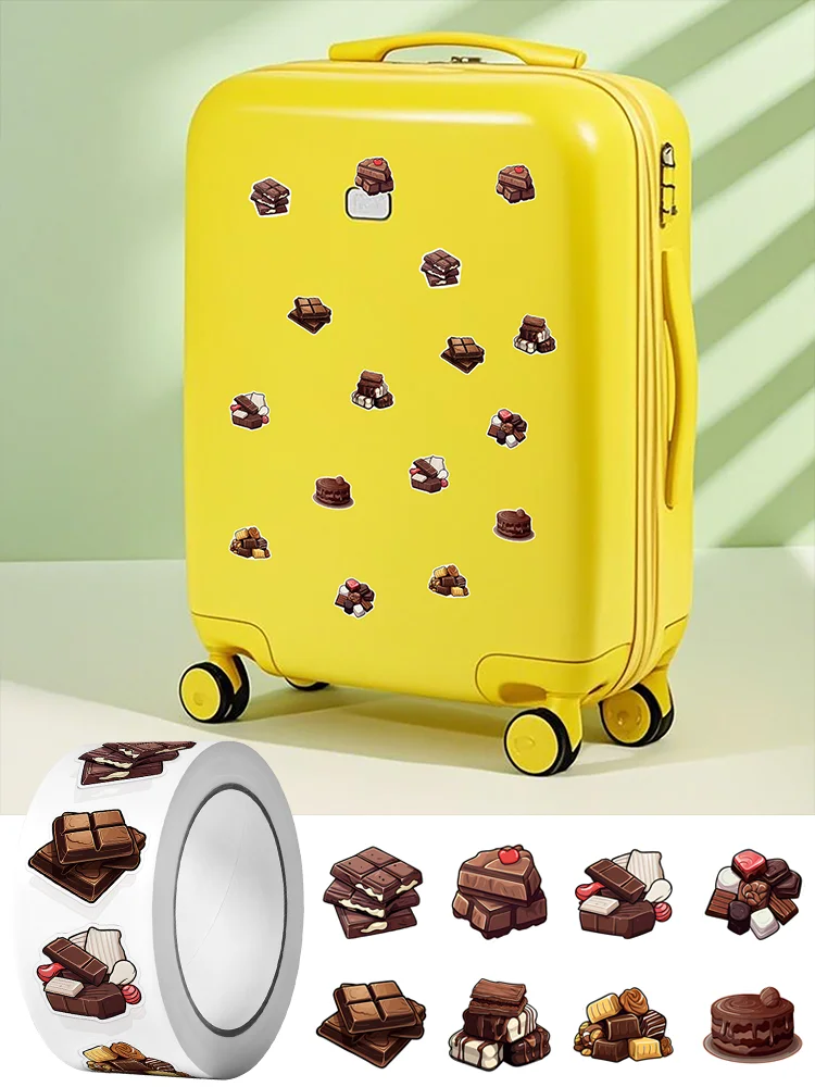 1Roll (500 Stuks) Zoete Chocolade Dessert Patroon Stickers 2.5 Cm/1.0 ''8 Ontwerpen Decals Diy Sieren Geschenken Geschikt voor Gift Home Decor - afbeelding 2
