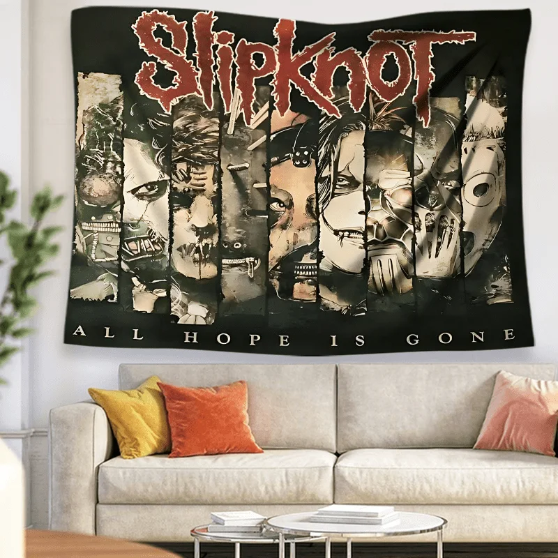 1 Stück Slipknot "All Hope Is Gone" Band-Print Wandteppich, 2D Polyester Wandbehang, Heavy Metal Musik Deko-Wandteppich, Geschenk für Rockfans