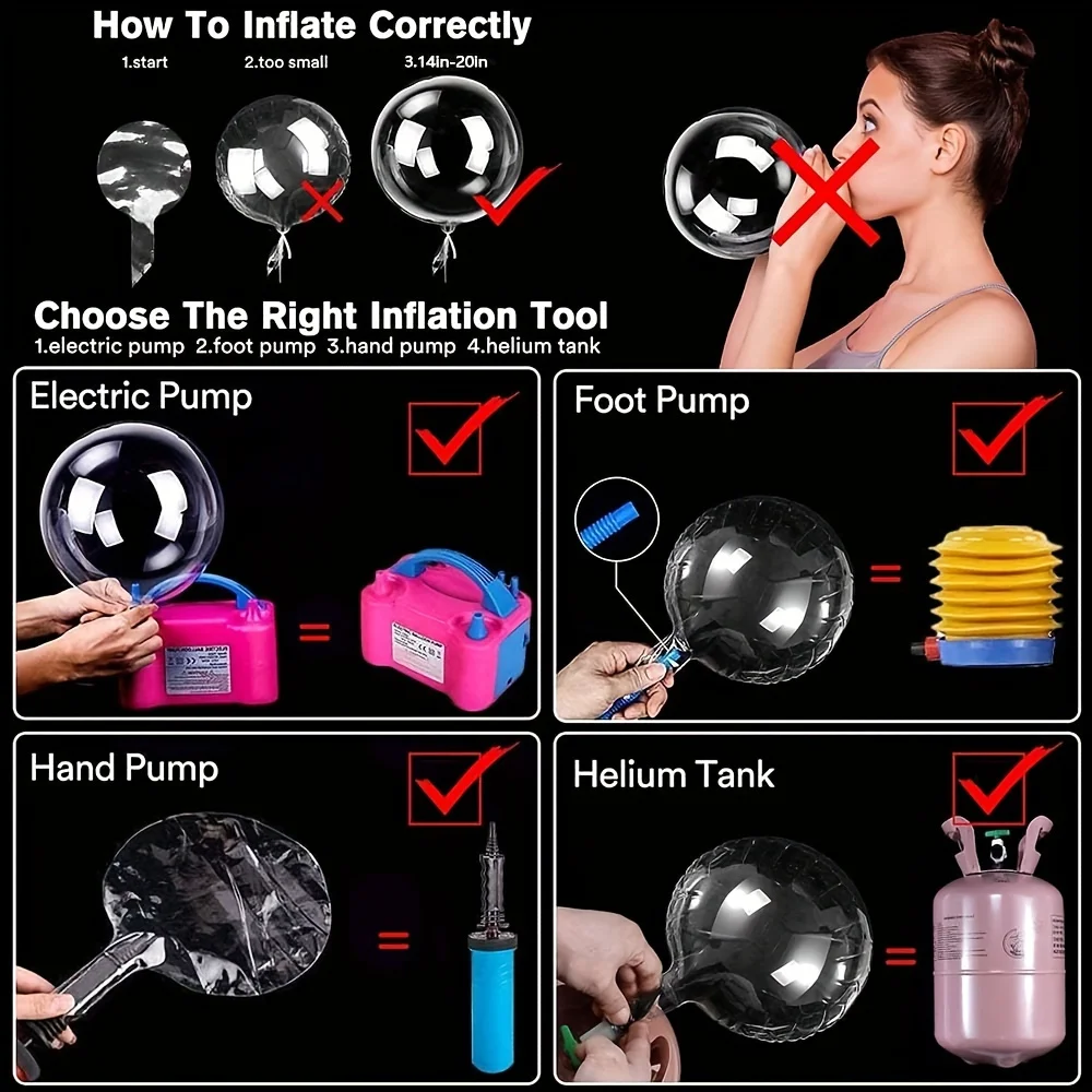 5 مجموعات Led بوبو بالون تضيء توهج واضح بالونات 20 بوصة بوبو بالون مع 3M سلسلة أضواء مهرجان الجدول محور ديكور #6