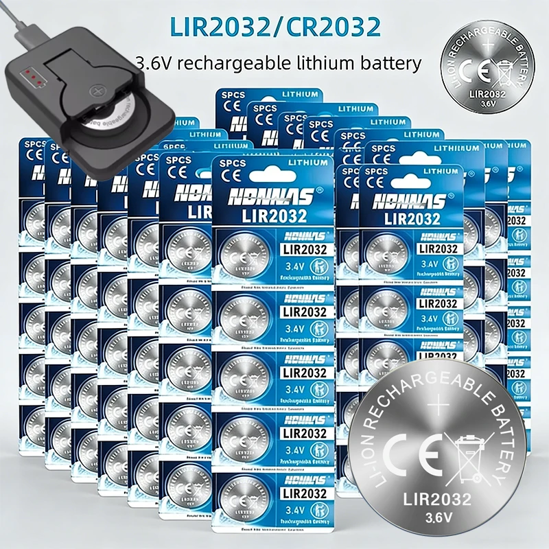 

Аккумулятор LIR2032 3.6V, замена CR2032, 40 мАч, литий-ионный, тип «таблетка», для автомобильных пультов и часов