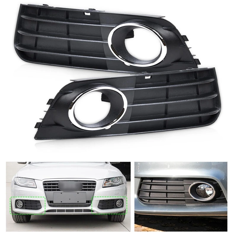 8K0807681A 01C 8K0807682A 01C Front Left + Right Bumper Fog Lamp Cover Grille For - A4 B8 2008 2009 2010 2011 2012