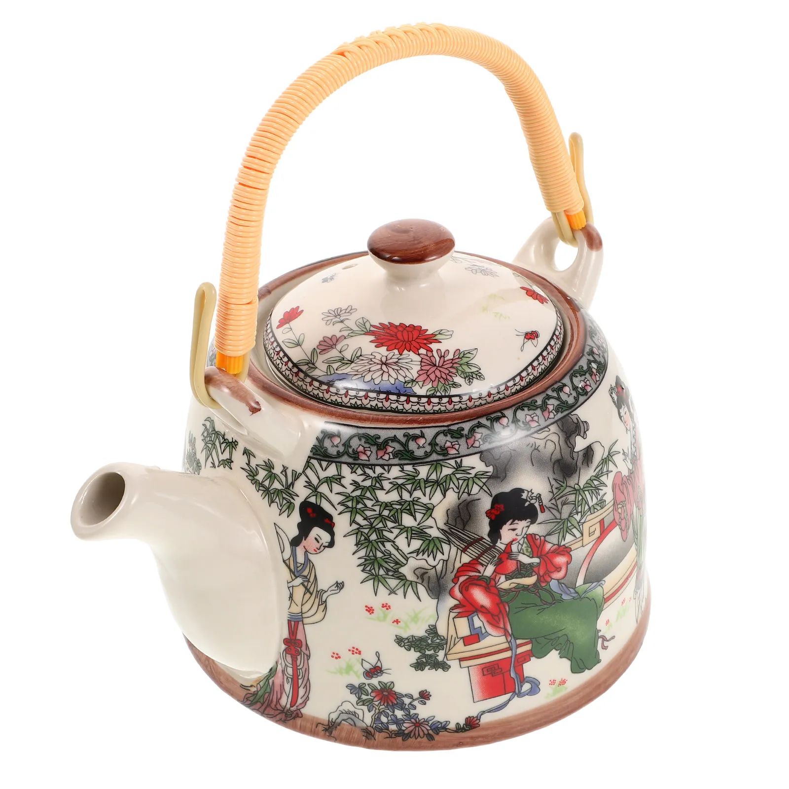 Chinese Ceramic Teapot Vintage Four Design 900Ml Gas Stove Loose Leaf Tea Kettle Porcelain Brewing Pot