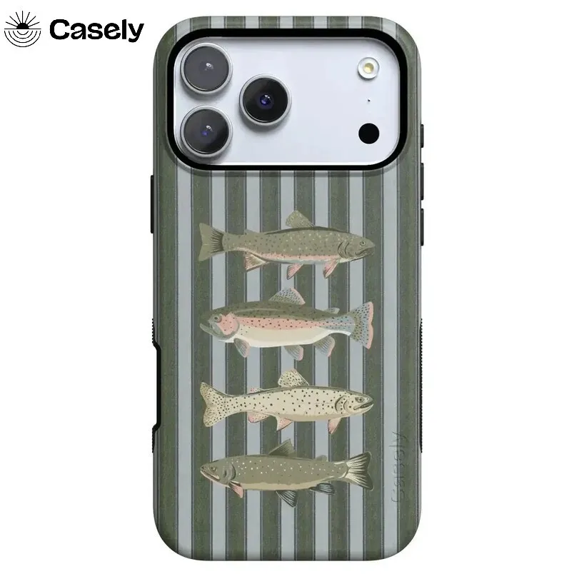 Vintage Fish Casely Phone Case for Samsung Galaxy S20 S23 S24 S25 S26 FE Plus Ultra Edge 5G Double-layer Back Cover