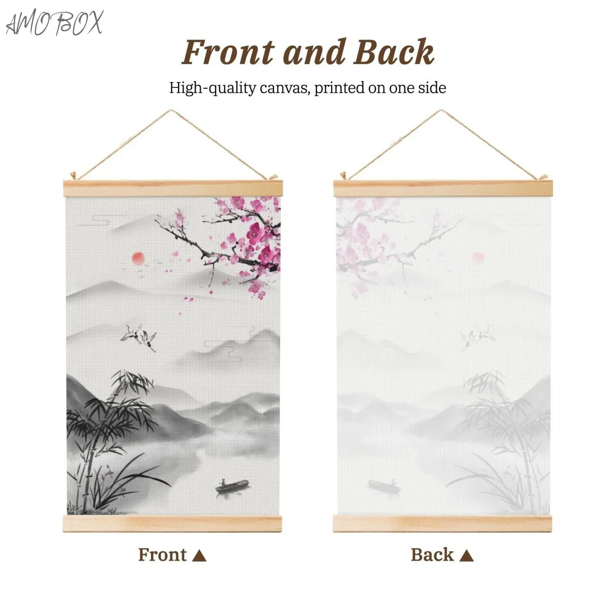 AMOBOX-Ink Landscape Painting, Decorative Paintings, Wall Art, Room Decoration, Wooden Shaft Hanging Poster, 634416444