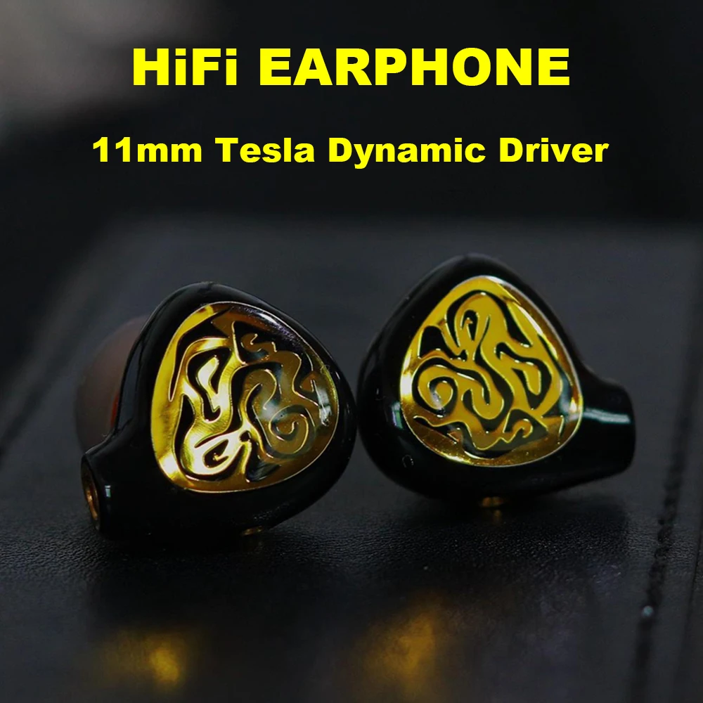 IEMs Earphones HiFi Headphones 11mm Tesla Dynamic Driver Earbuds Wired Mmcx Detachable Cable 3.5mm Headsets Audiophile Headphone