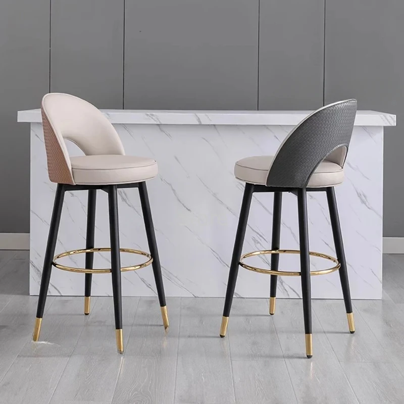 

Nordic Reception Bar Stool Minimalist Backrest High Luxury Kitchen Modern Swivel Stool Ergonomic Modern Stoel Furniture