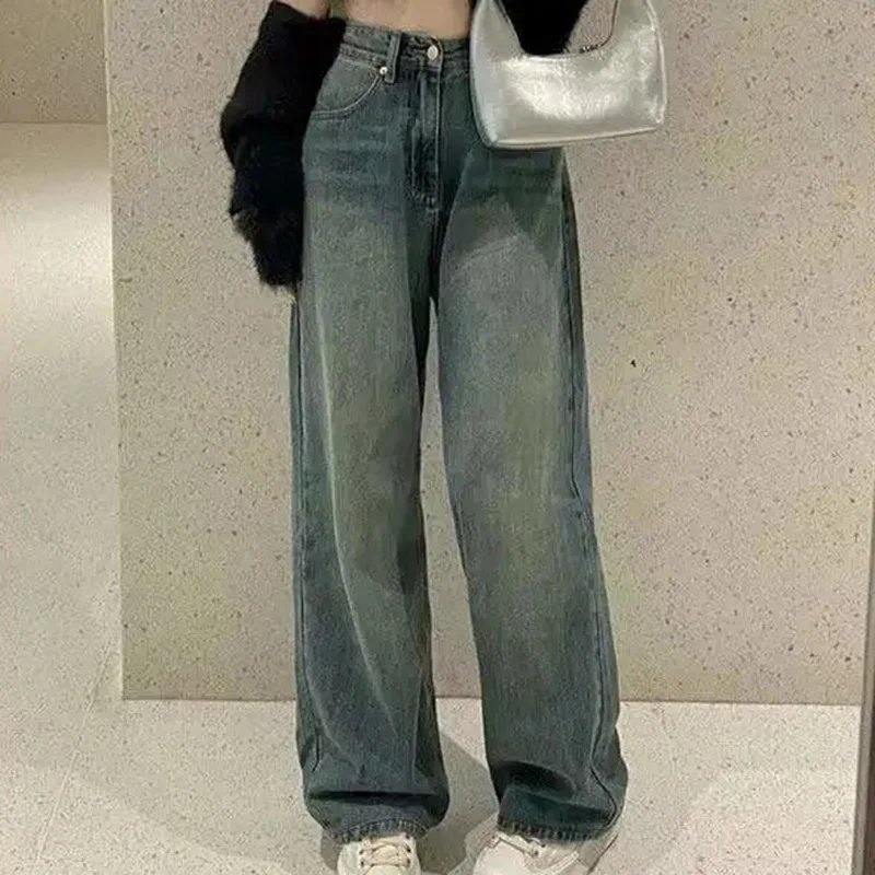 

Woman Y2k Streetwear Loose Denim Trousers Vintage Wide Leg Cargo Jeans Women 2022 Autumn High Waist Bagge Pants Female 2023