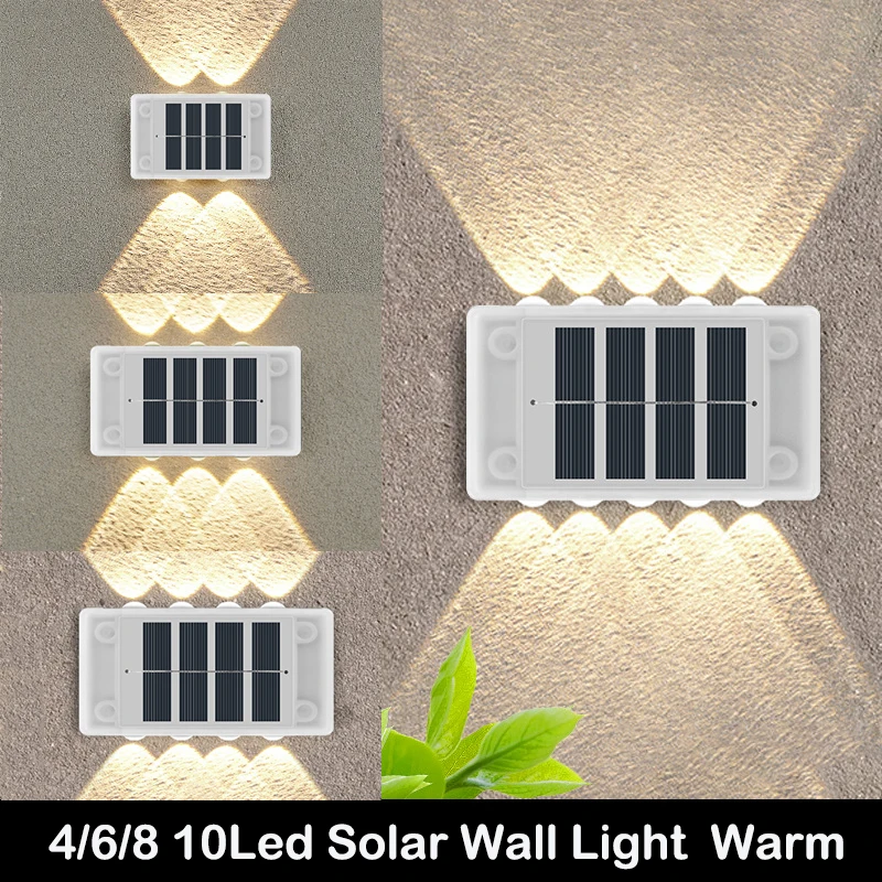 Outdoor Waterproof 6LED Solar Wall Light Automatic Sensor Up and Down Home Decoration Garden Light Fence Lamp for House Porch