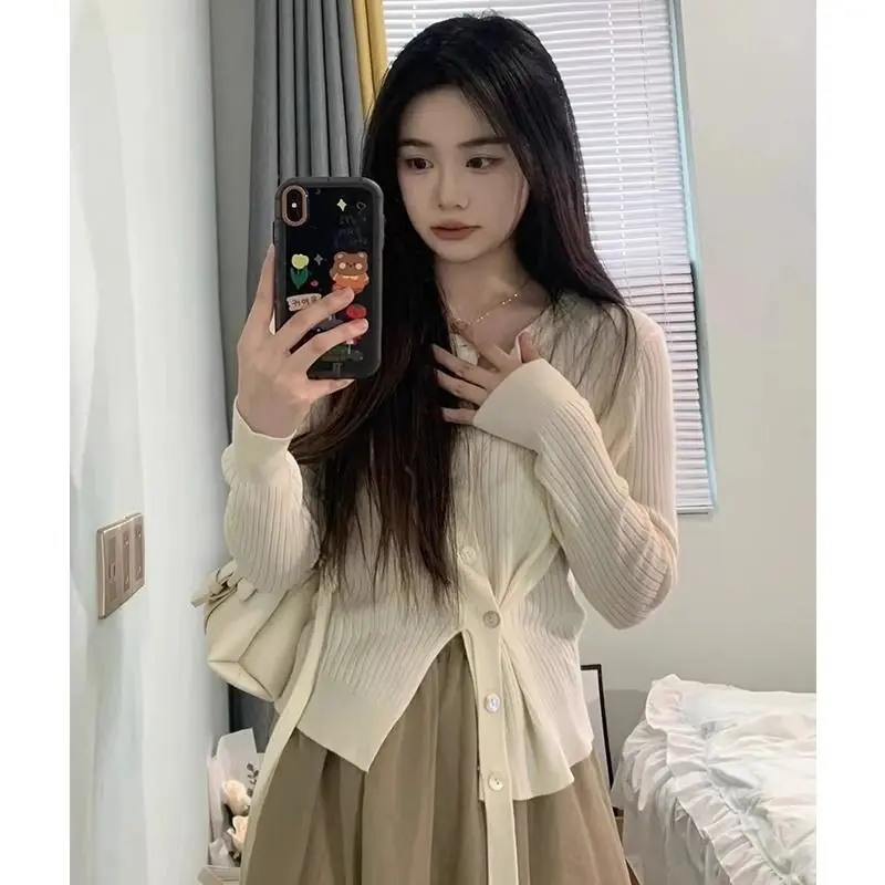 

Свитера, джемперы, пуловеры для женщин, корейский стиль, пуговицы в виде ракушки, кофейные кисточки, выходные, ленивый отдых, пляж, естественная застежка, осень