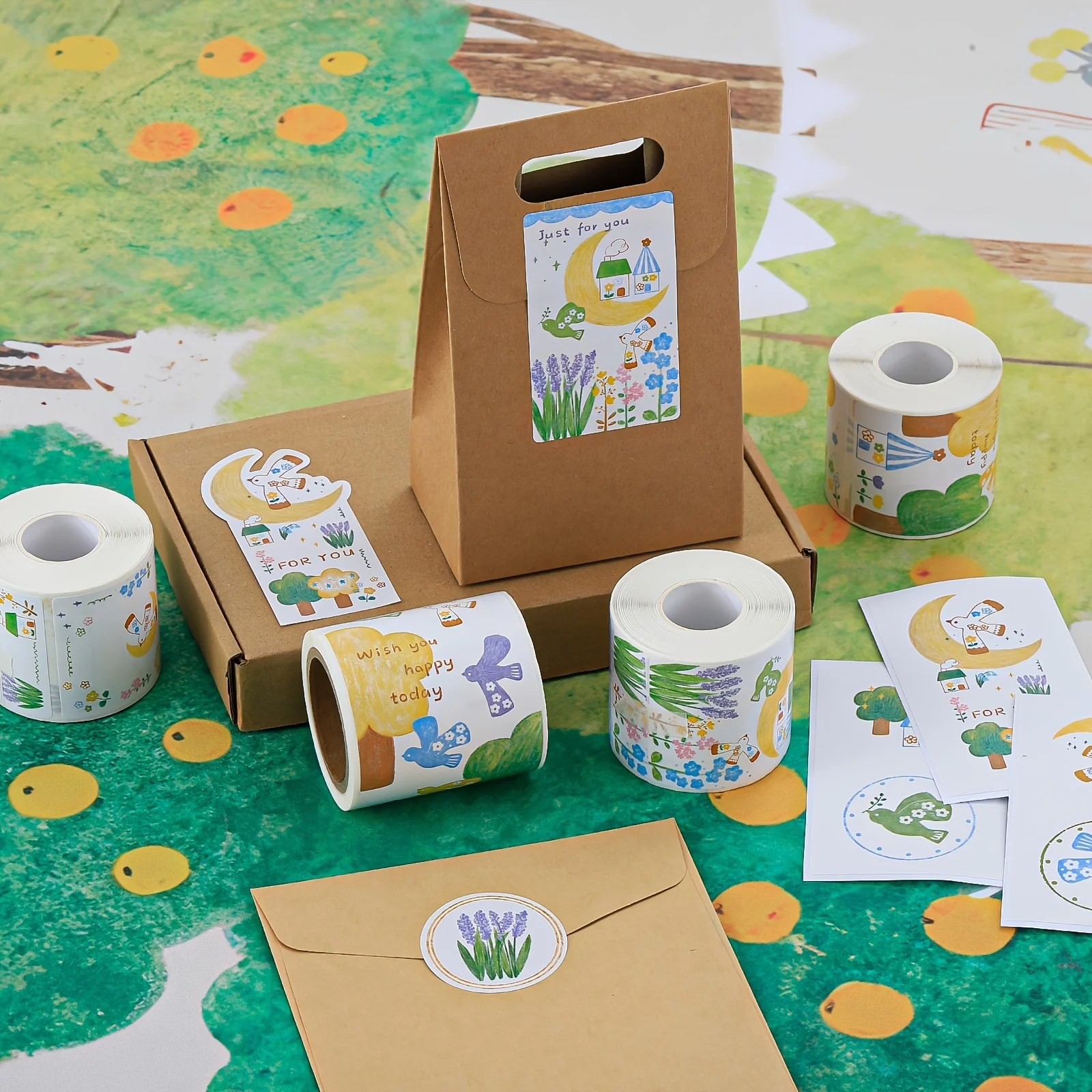 

200 Sheets/Roll Cartoon Thank You Stickers Original | Gift Seal | Scrapbook | DIY Handicrafts [Seal Stickers]]