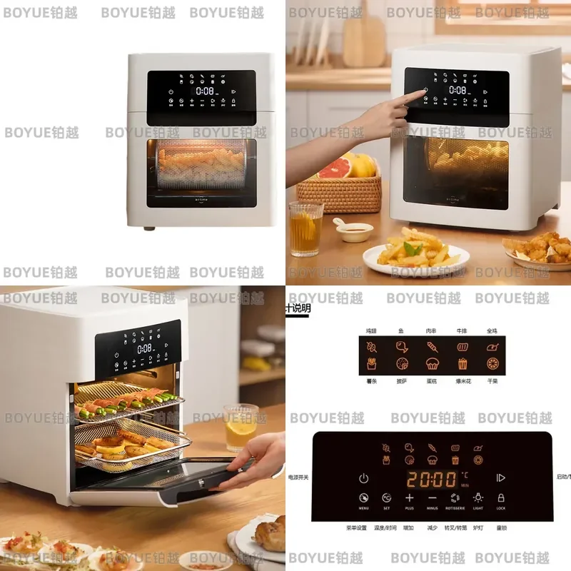 Large Capacity Visual Electric Air Fryer Oven 2 in 1 Multifunctional Household Kitchen Appliance for Healthy Cooking Baking