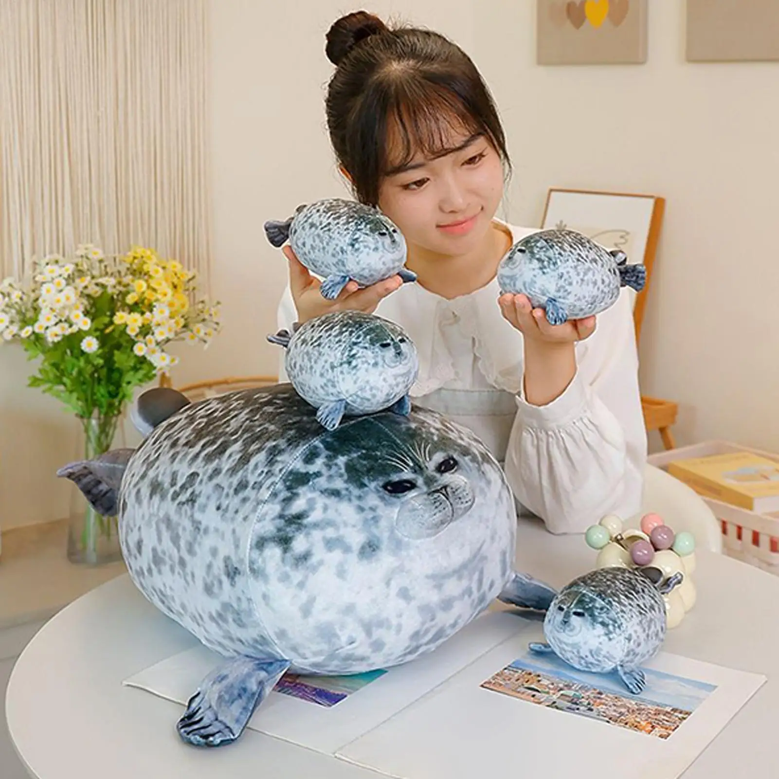 Simulation Seal Plush Toys Hot Sale Mom-Children Seal Doll Cozy Cotton Stuffed Throw Pillow Back Cushion Cute Gift