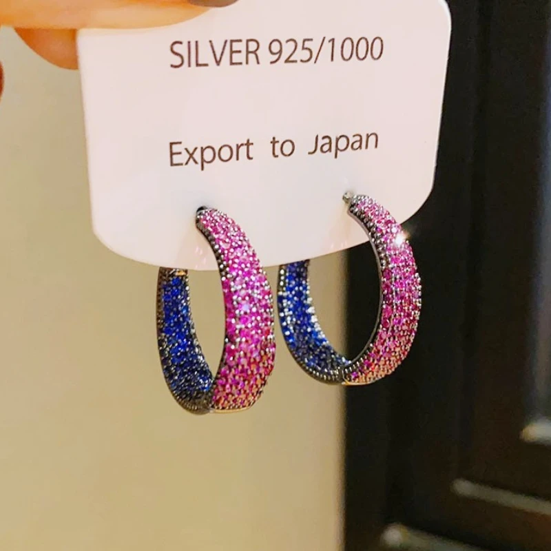 

Новые геометрические серьги с цирконом в европейском и американском стиле, персонализированные серьги и модные серьги для девочек