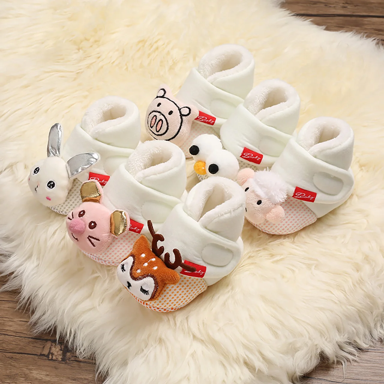 Winter Anti-slip Newborn Learning Walking Shoes Soft Bottom Baby Plush Floor Socks Thick Warm Infant High Top Boot Kids Footwear