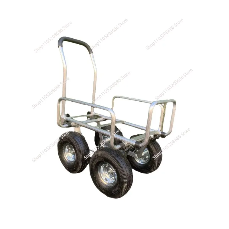 Aluminum four-wheel multi-function cart, silent hand push tool cart,