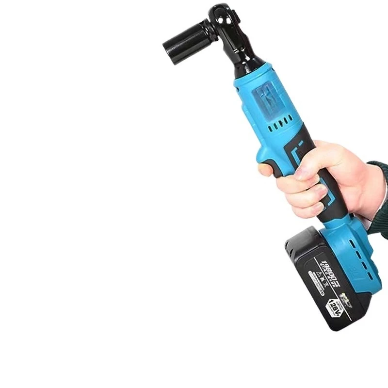 Lithium electric ratchet wrench, high-power 90-degree rechargeable high-torque auto repair angular fast truss wrench