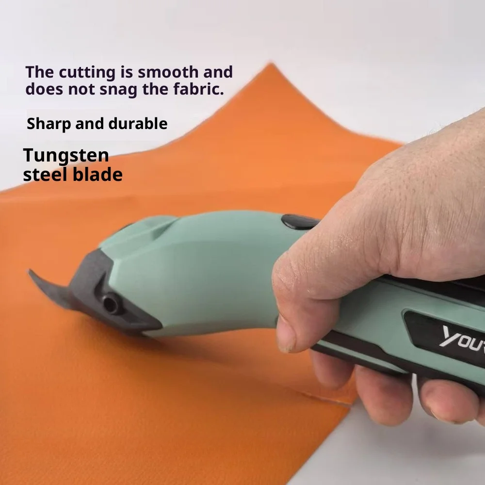 4V 13W Industrial Cordless Electric Fabric Scissors, Rechargeable Lithium Battery Cloth Cutter for Carpet Leather Canvas