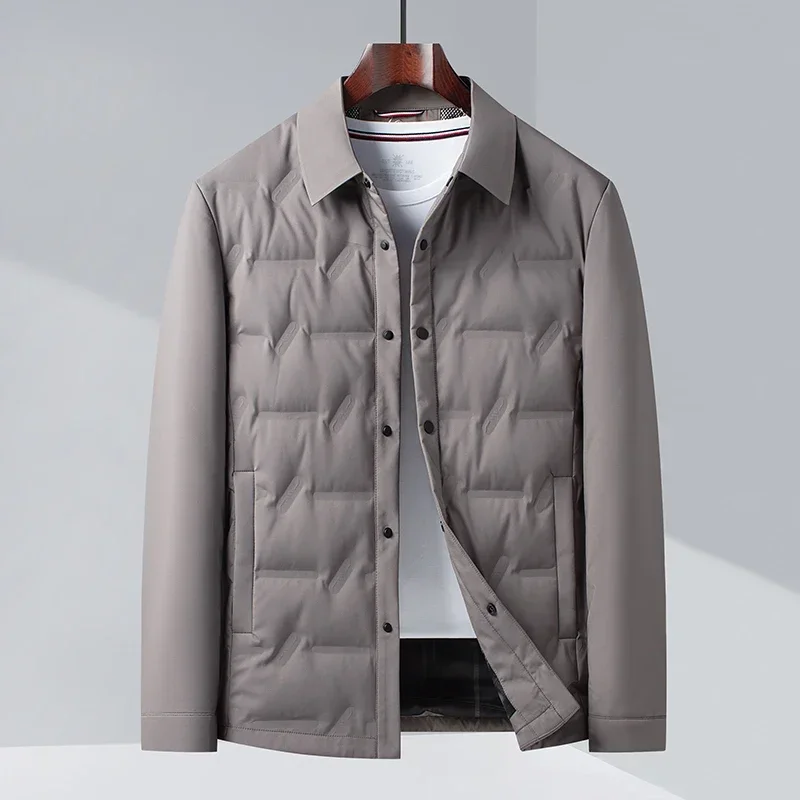 Chaqueta de plumón de pato blanco para hombre, abrigo ligero de lujo, solapa corta, ropa de negocios, otoño e invierno, nuevo